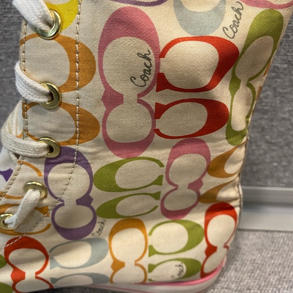 Coach Multi Color Signature Hi-Top Sneakers Sz10 - Picture 10 of 11